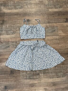 Two Piece Floral Mini Skirt Set